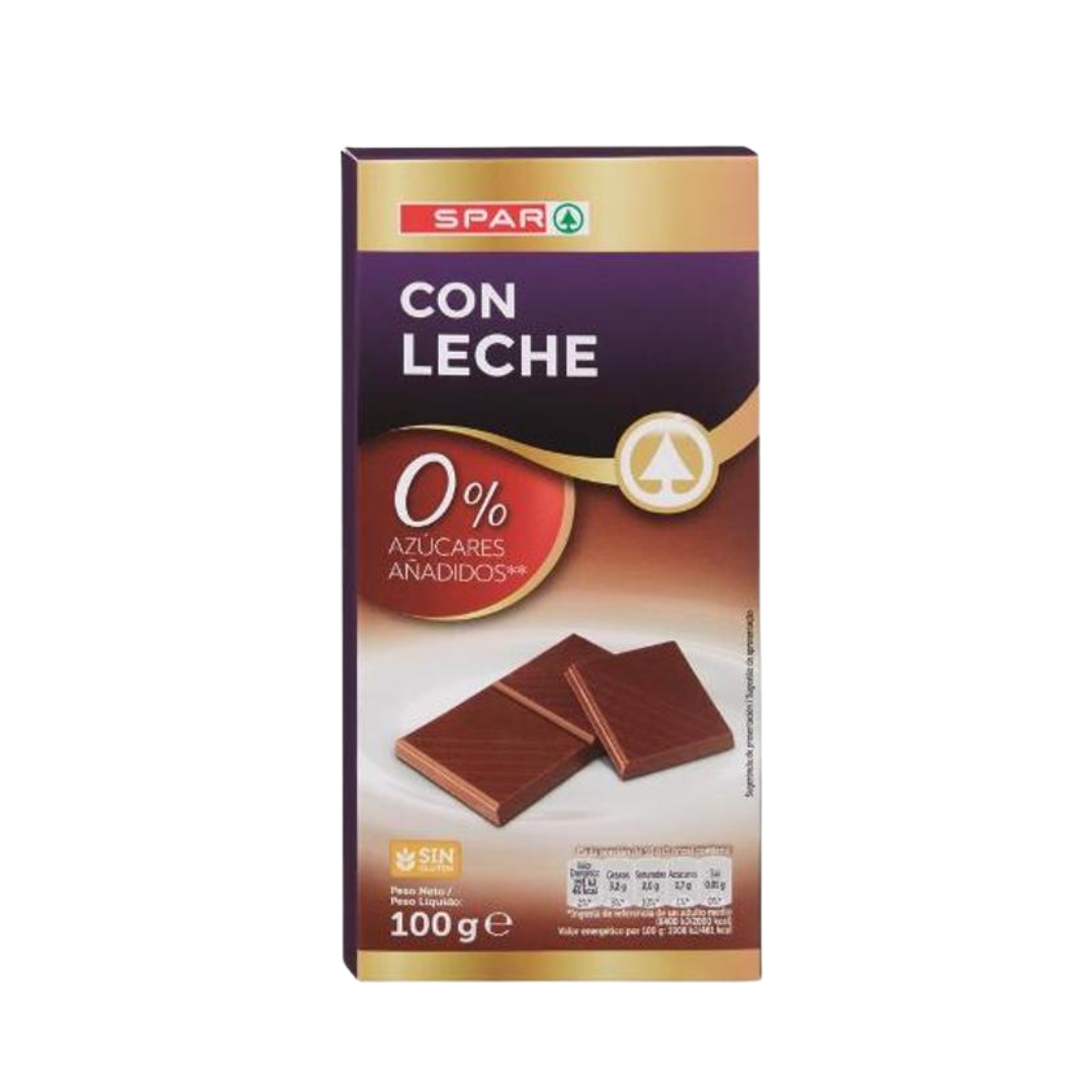 Chocolate con Leche 0% Azúcares Añadidos SPAR 100g image 0