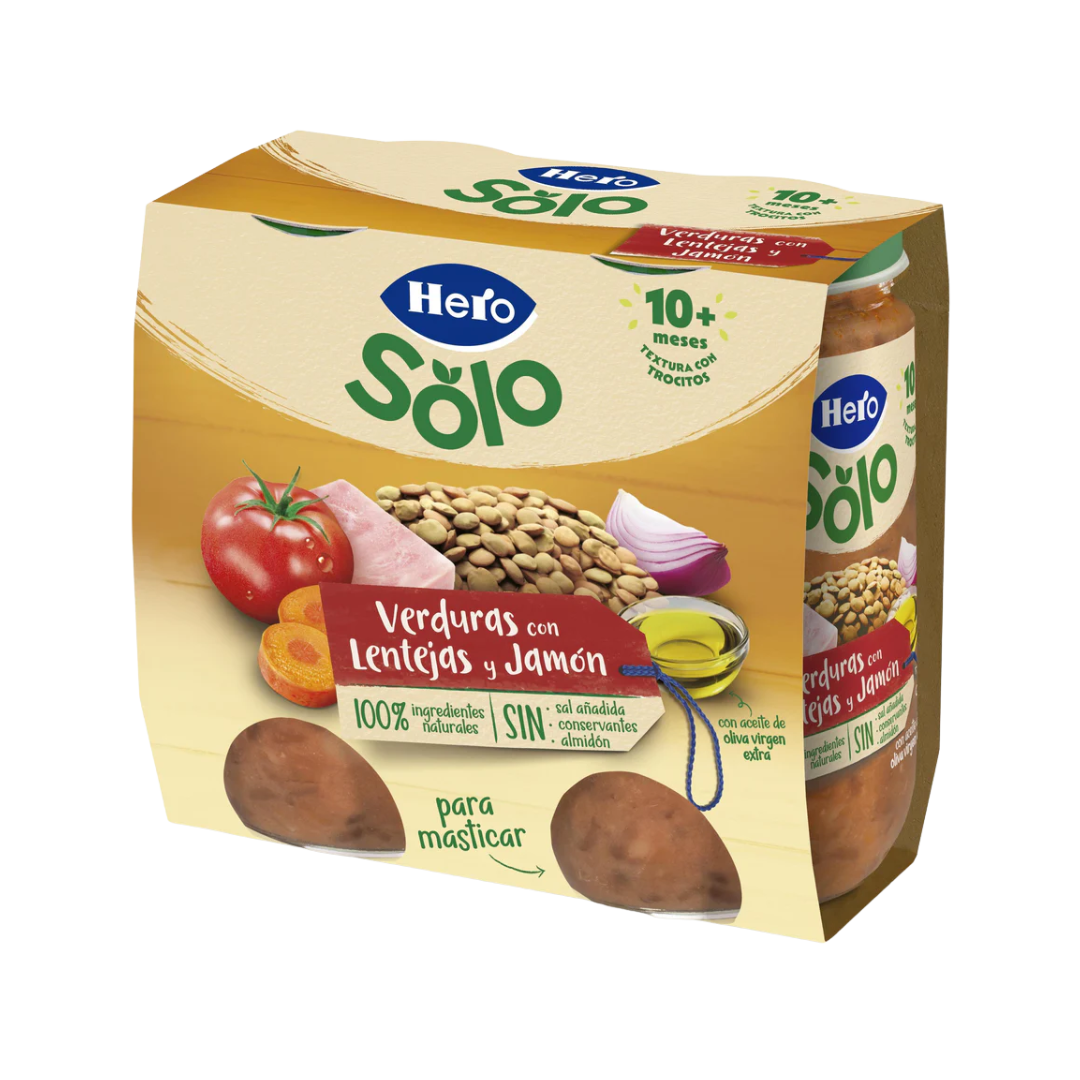 Hero Solo Verduras con Lentejas y Jamón 2x235g image 0