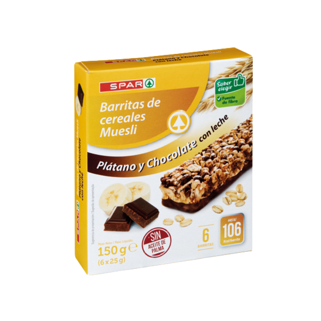 Barritas de Cereales de Plátano y Chocolate SPAR image 0