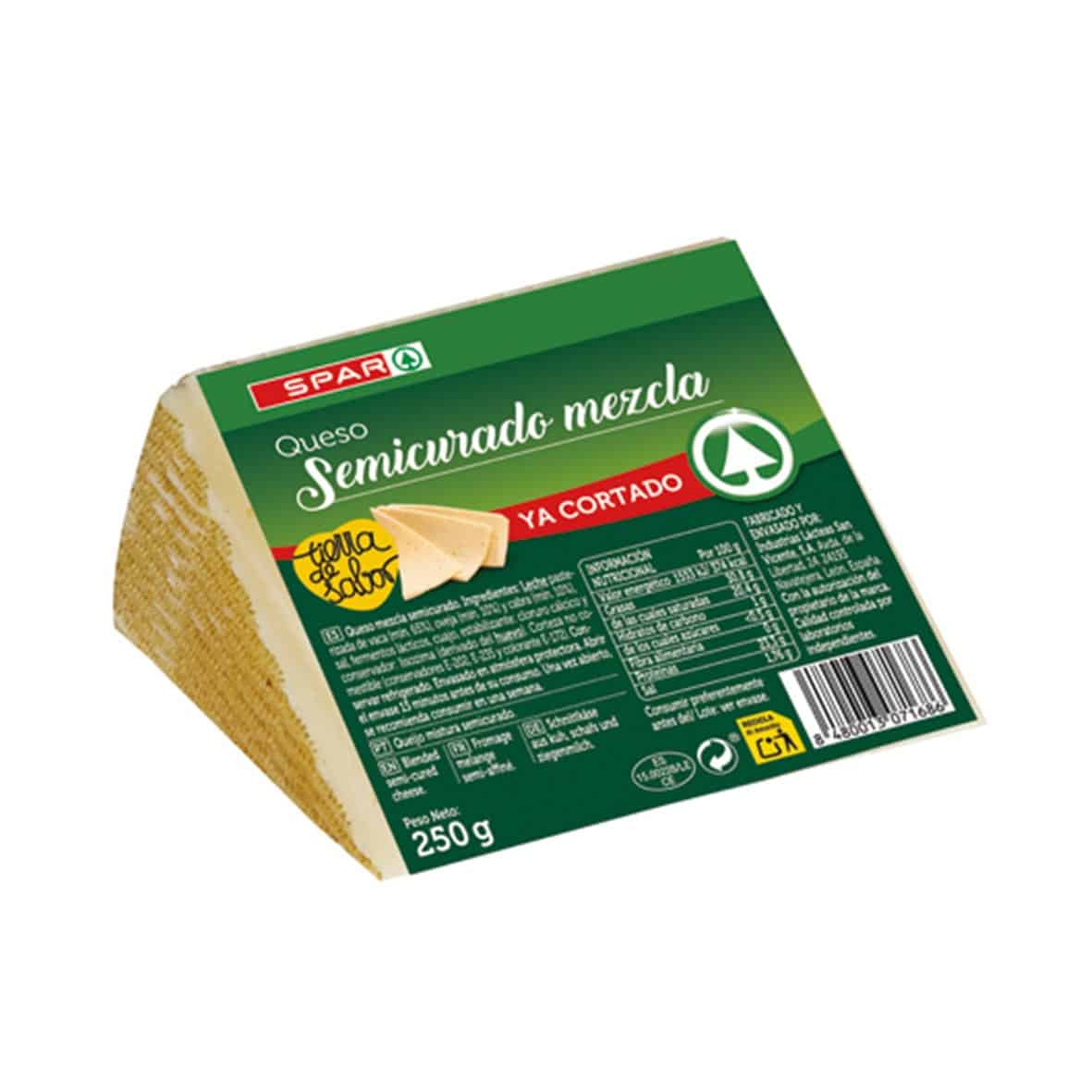 Queso Semicurado Mezcla Cortado SPAR 250g image 0
