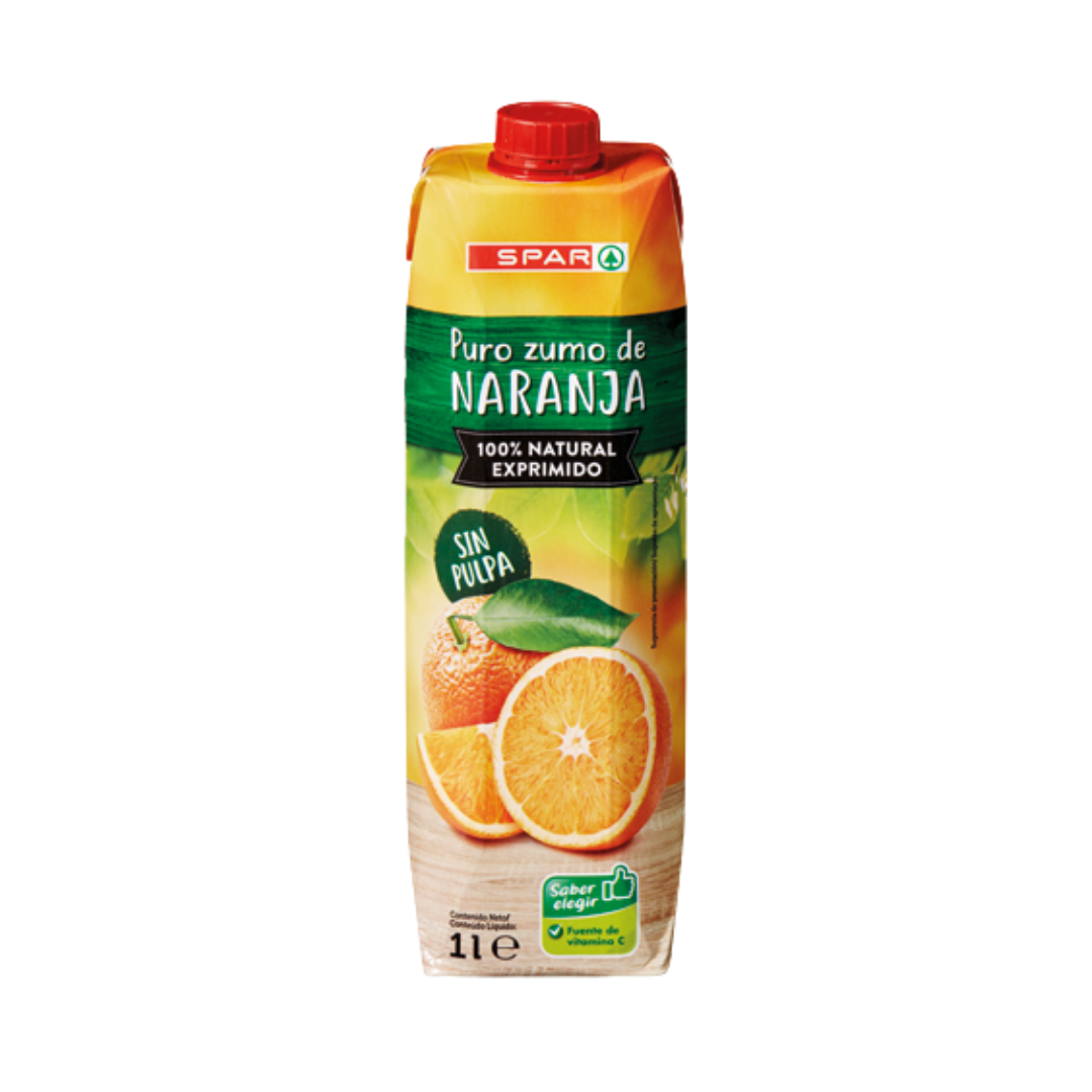 Zumo de Naranja 100% Natural Exprimido sin Pulpa SPAR 1L image 0