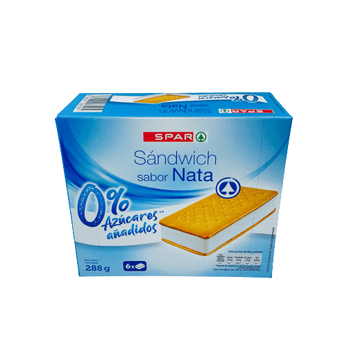 Sándwich Helado de Nata sin Azúcares Añadidos SPAR 6u image 0