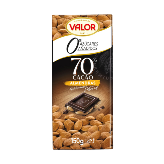 Chocolate Negro 70% sin Azúcares Añadidos con Almendras Valor image 0