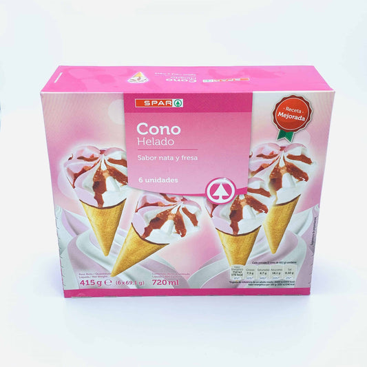 Cono Helado Sabor Nata y Fresa SPAR image 0