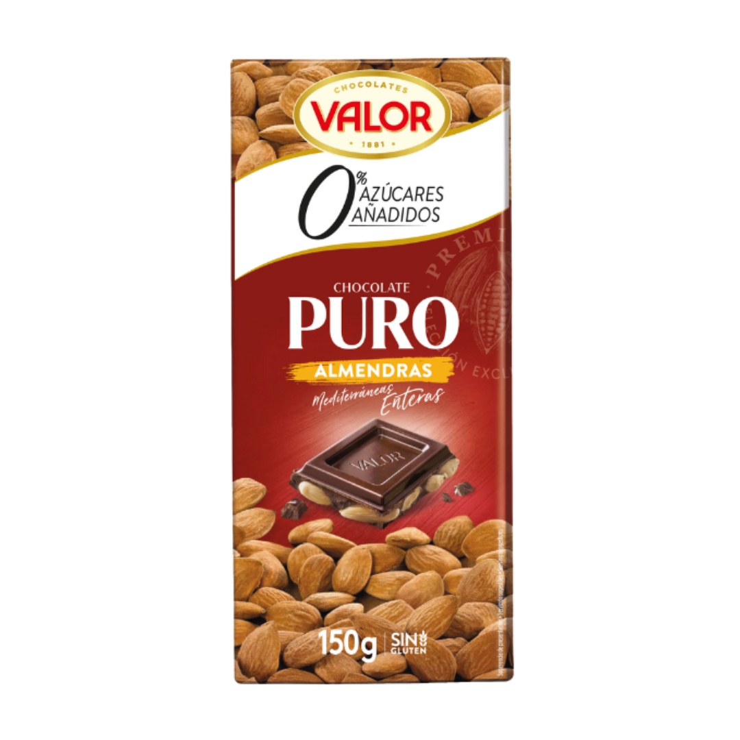 Valor Chocolate Puro con Almendras sin Azúcares Añadidos 150g image 0