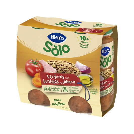 Hero Solo Verduras con Lentejas y Jamón 2x235g image 0