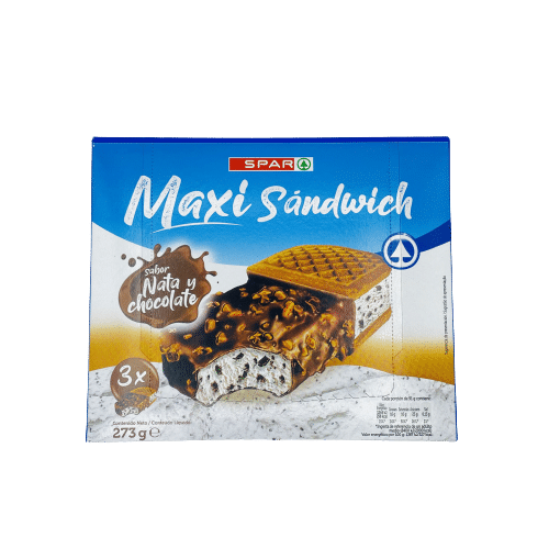Sándwich Helado Sabor a Nata con Chocolate SPAR 3u image 0