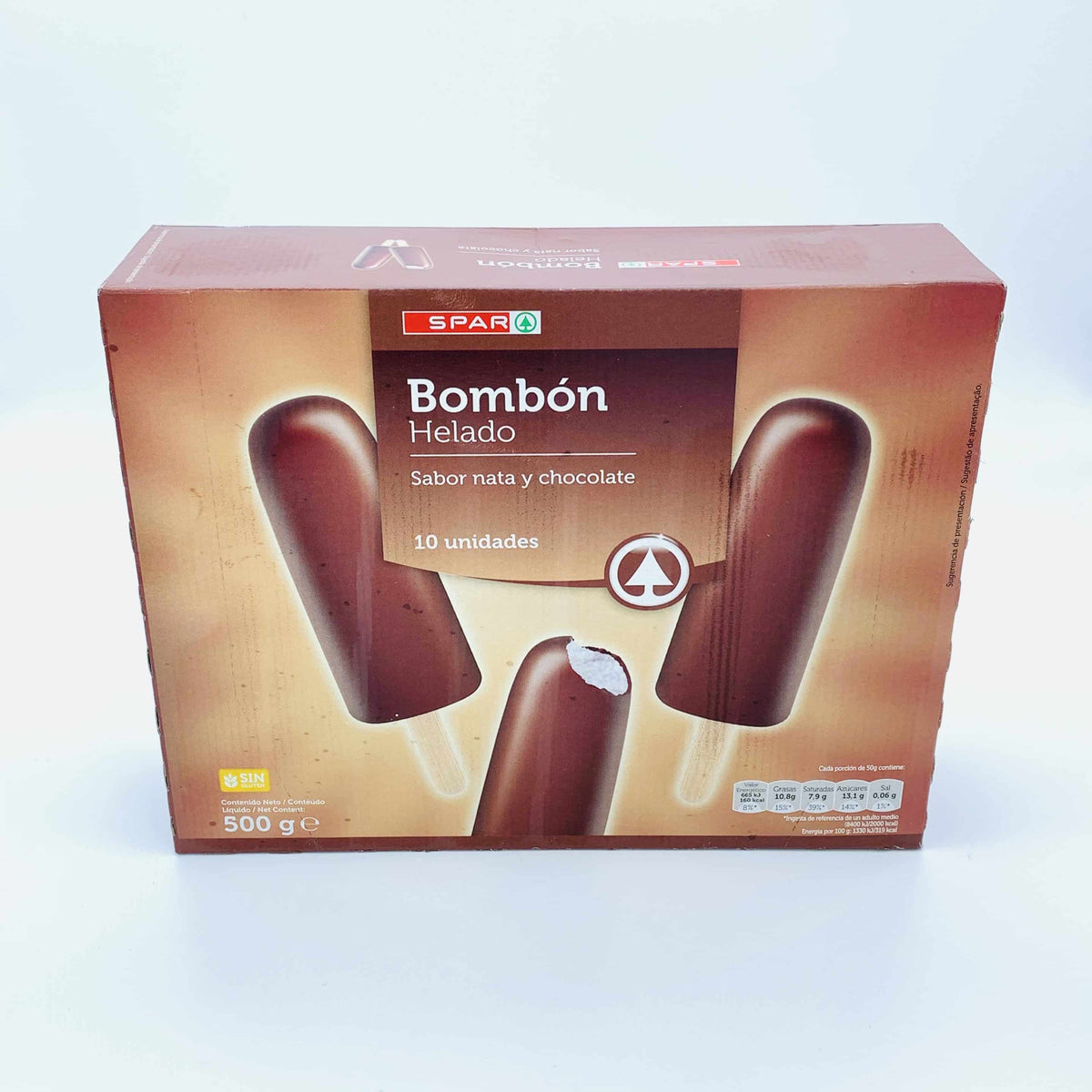 Helado Bombón Sabor Nata y Chocolate SPAR 10u image 0