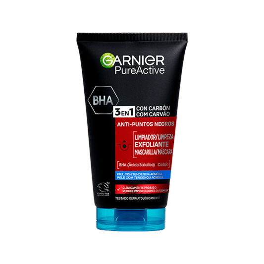Garnier Gel Limpiador y Exfoliante Facial con Carbón 3 en 1 image 0