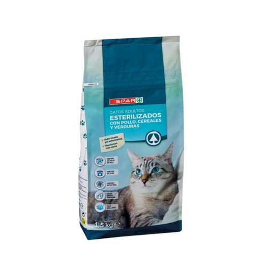 Pienso para Gatos Esterilizados Rico en Pollo SPAR 1,5Kg image 0