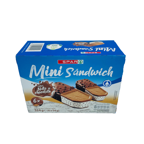 Mini Sándwich Helado Sabor Nata y Chocolate SPAR 6u image 0