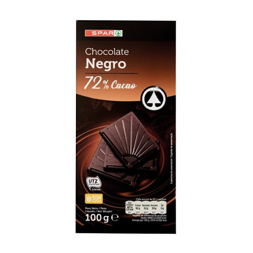 Chocolate Negro 72% Cacao SPAR 100g image 0