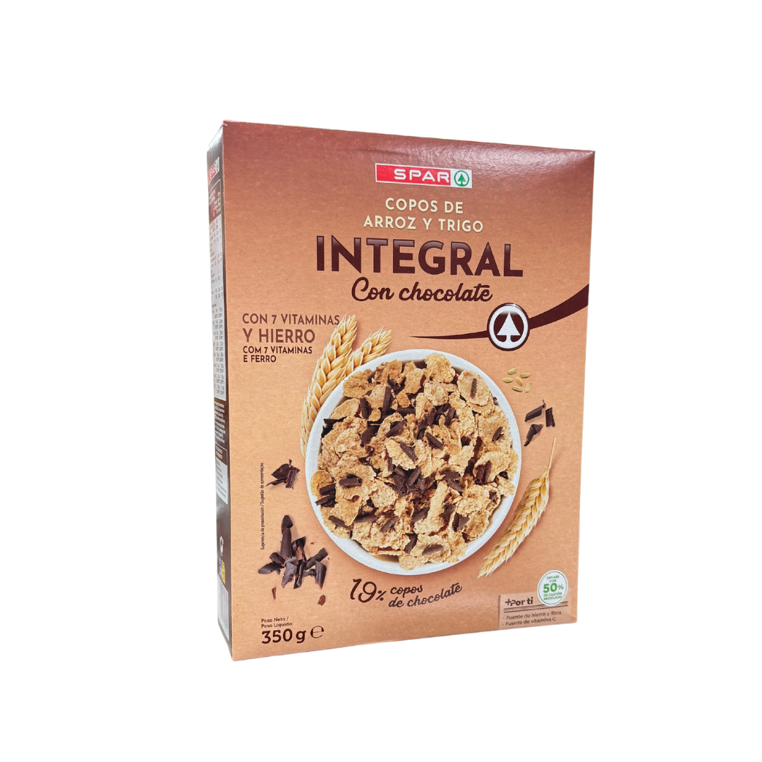 Copos de Arroz y Trigo Integral con Chocolate SPAR 350g image 0