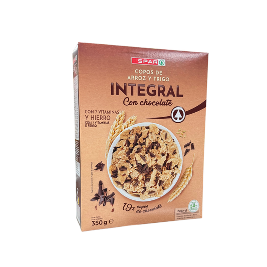 Copos de Arroz y Trigo Integral con Chocolate SPAR 350g image 0