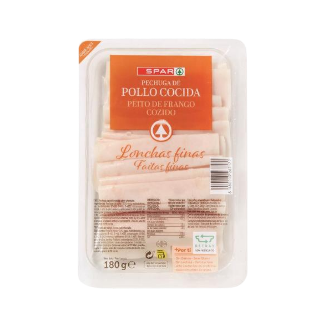 Pechuga de Pollo Cocida Lonchas Finas SPAR 180g image 0