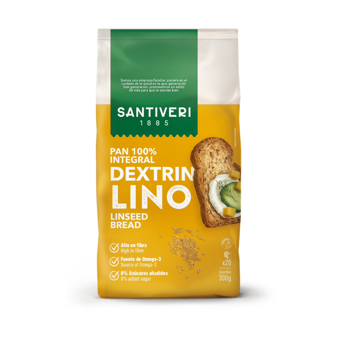 Santiveri Pan Tostado Integral Dextrinado con Lino 300g image 0