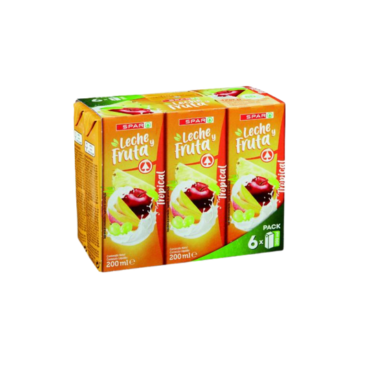 Zumo y Leche con Frutas Tropicales SPAR Pack de 6 Briks de 200ml image 0