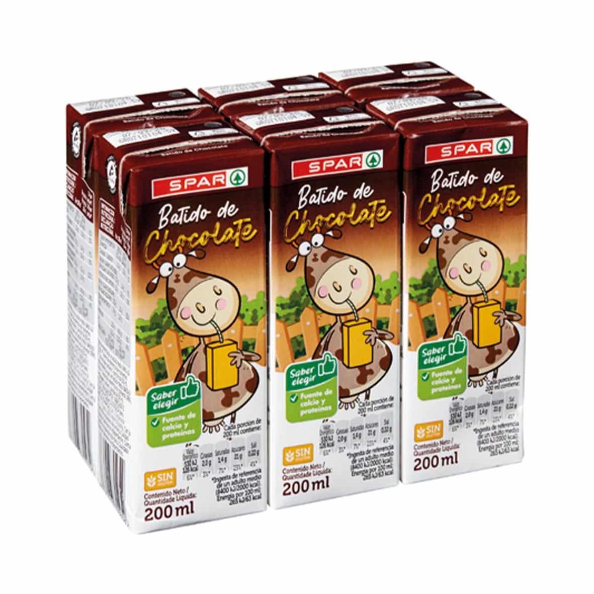 Batido de Chocolate SPAR Pack de 6 Briks de 200ml image 0