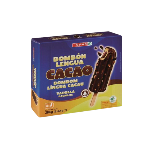 Helado Bombón Lengua de Cacao y Vainilla SPAR 6u image 0