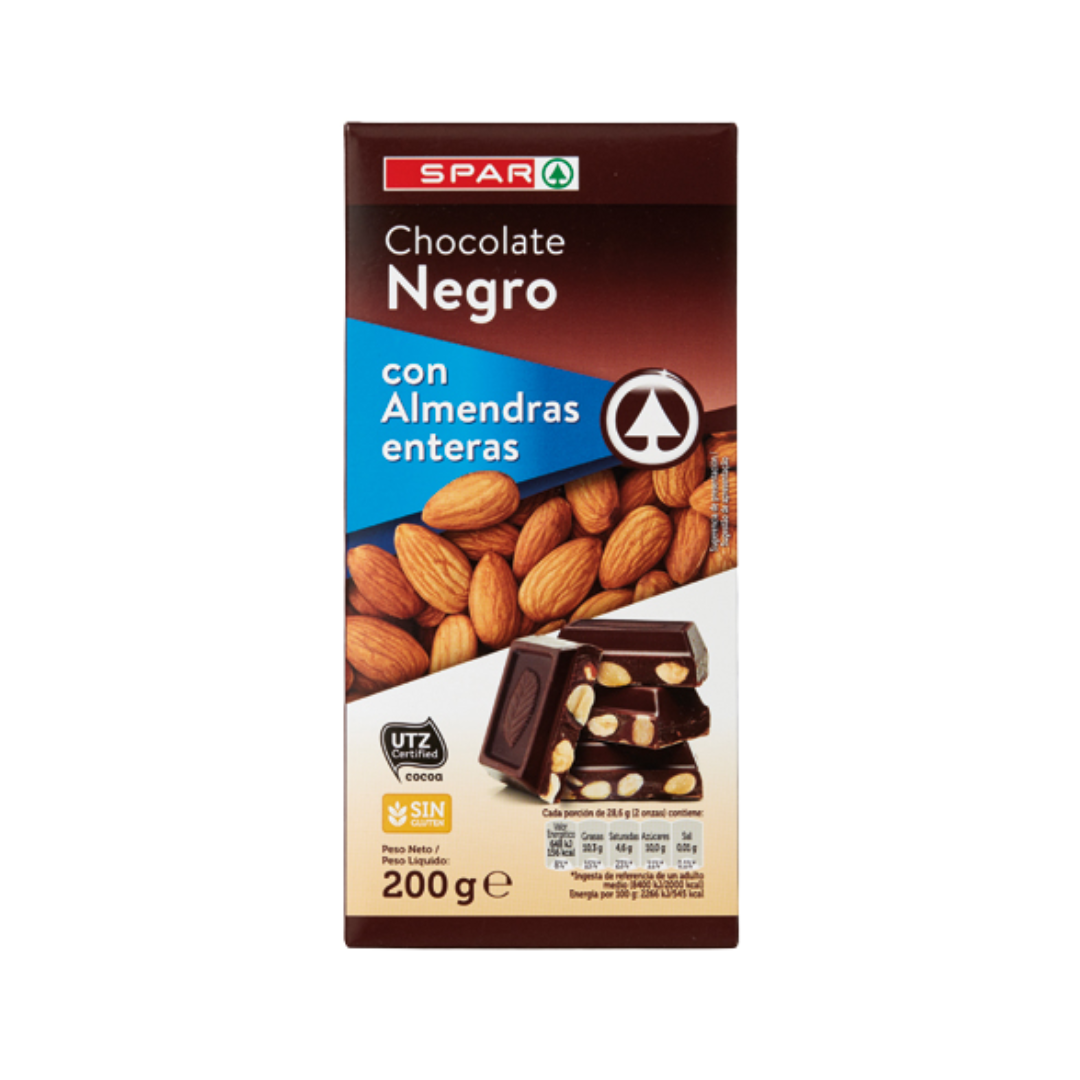 Chocolate Negro con Almendras Enteras SPAR 200g image 0