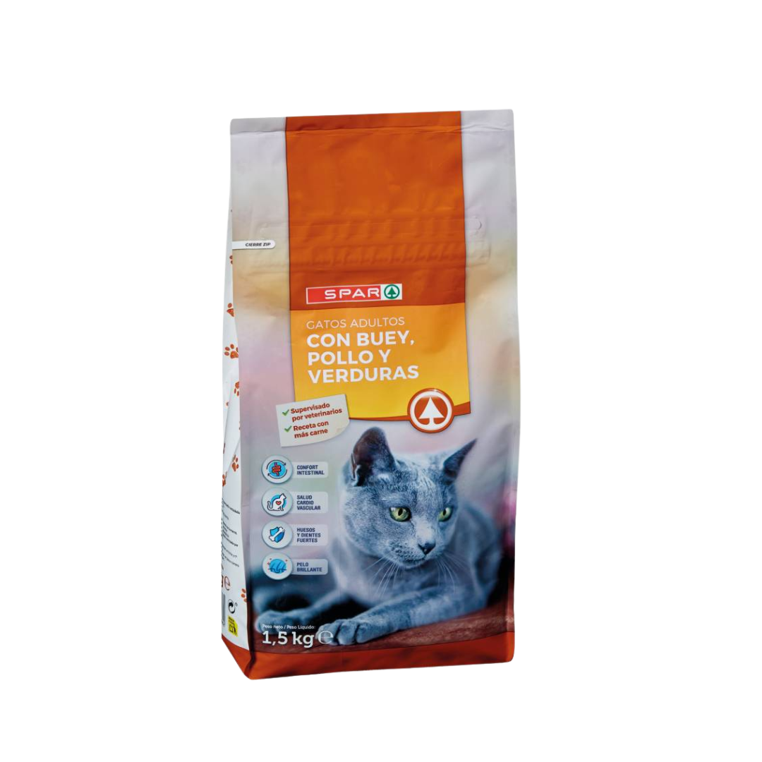 Pienso para Gatos con Pollo y Buey SPAR 1.5Kg image 0