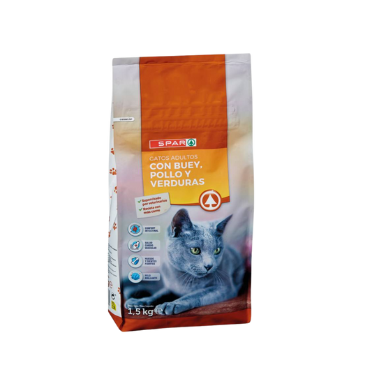 Pienso para Gatos con Pollo y Buey SPAR 1.5Kg image 0