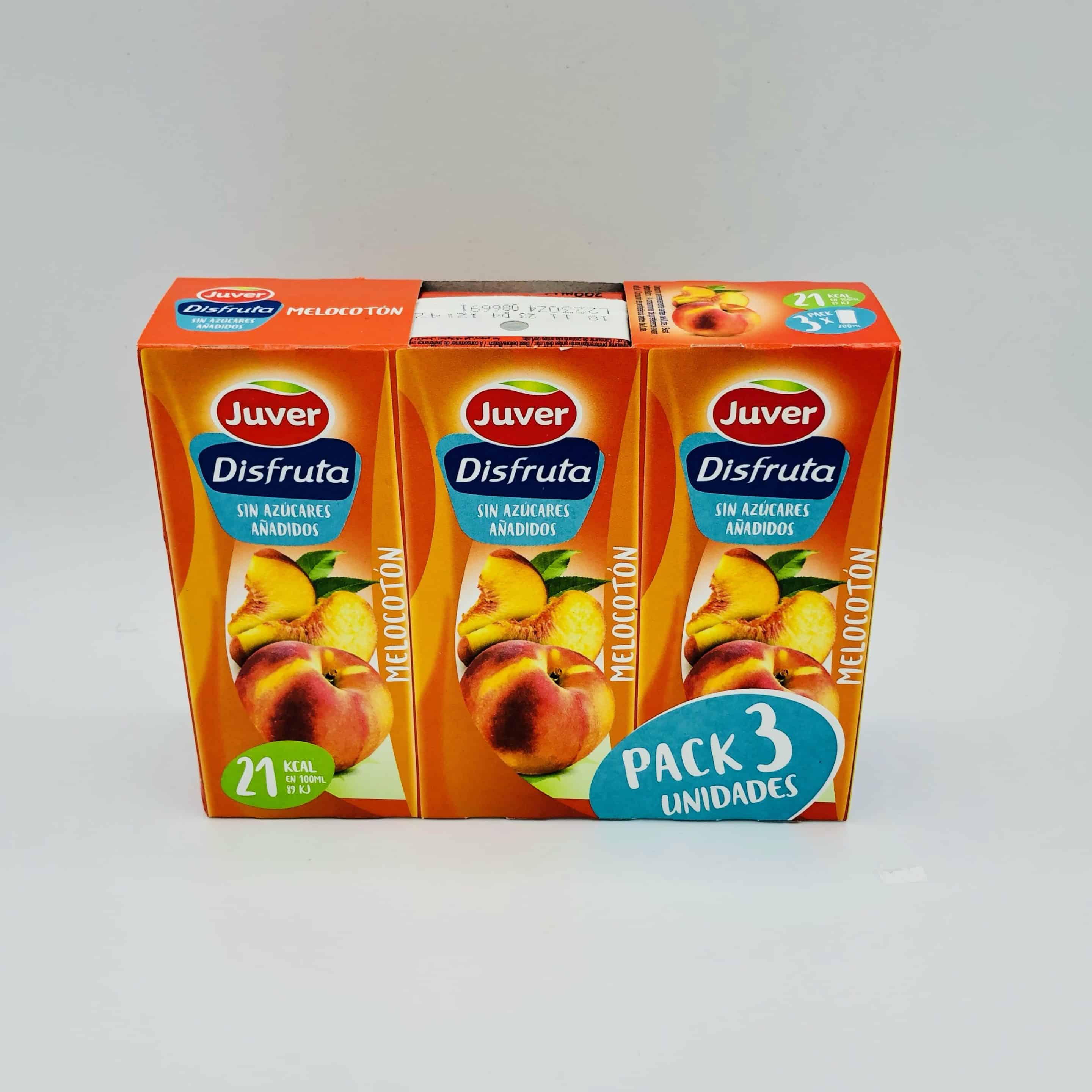 Zumo de Melocotón Juver Disfruta Pack de 3 de 200ml