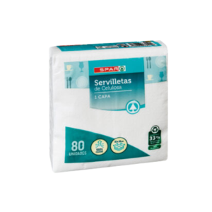 Servilletas de Celulosa 1 Capa SPAR 80u
